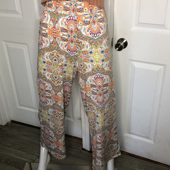 Sunny Leigh NWT Women’s Knit Print Pants color India Orange size Lg - Picture 2 of 4